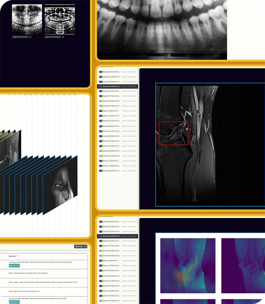 Group of dashboard screen showing MRI application